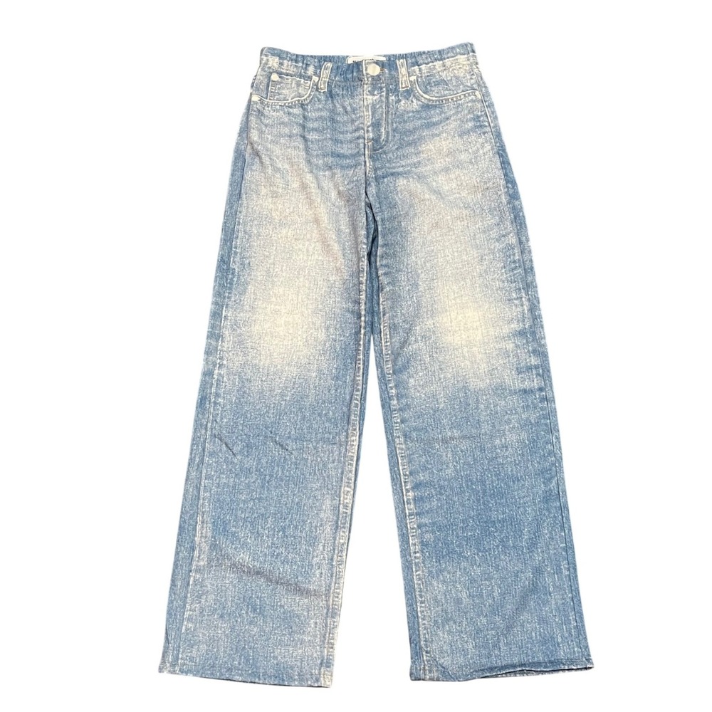 Mila Rosabella Denim Print Wide‎ Leg SweatPants Blue Fade Women's Medium Stretch